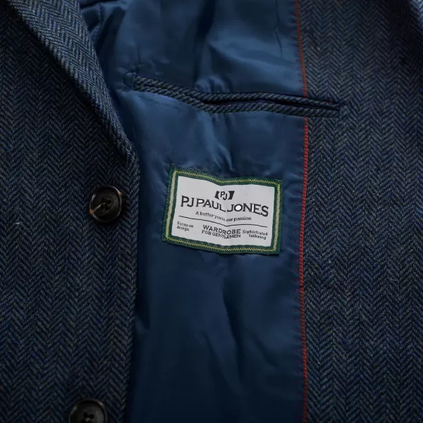 PJ PAUL JONES Men's Vintage Herringbone Tweed Blazers British Wool Blend Sport Coat Jacket