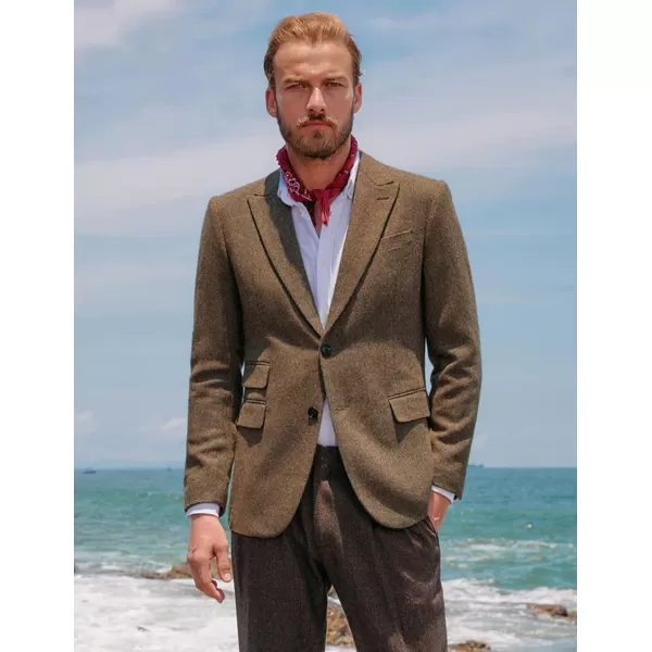 PJ PAUL JONES Men's Vintage Herringbone Tweed Blazers British Wool Blend Sport Coat Jacket
