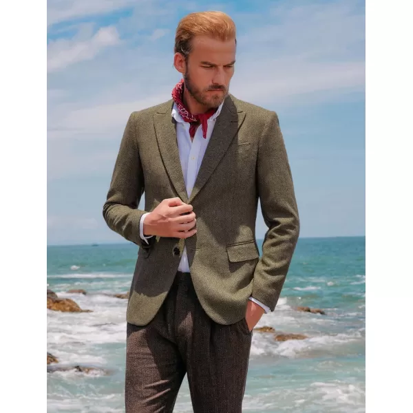 PJ PAUL JONES Men's Vintage Herringbone Tweed Blazers British Wool Blend Sport Coat Jacket