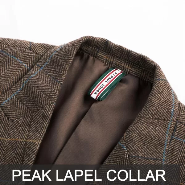 PJ PAUL JONES Men's Vintage Herringbone Tweed Blazers British Wool Blend Sport Coat Jacket