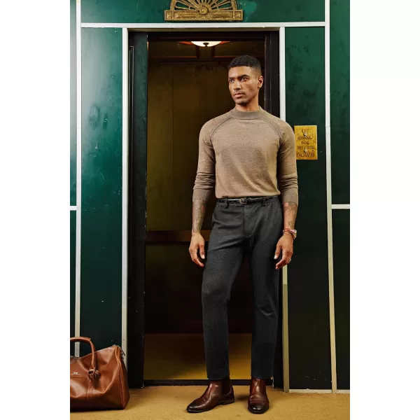 PJ PAUL JONES Men's Vintage Pants Stretch Herringbone Knit Pleated Pants Casual Business Suit Trousers