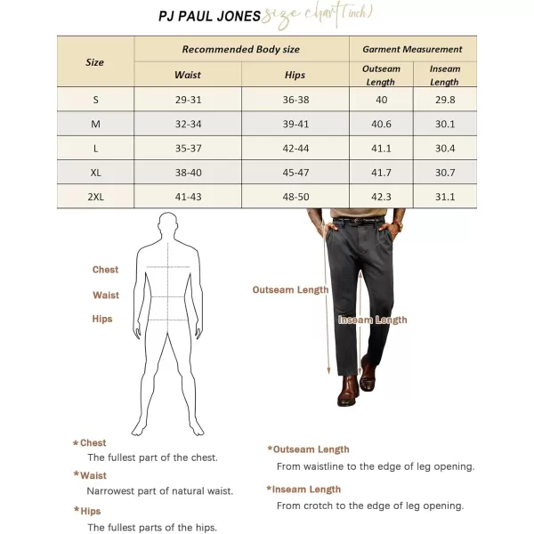 PJ PAUL JONES Men's Vintage Pants Stretch Herringbone Knit Pleated Pants Casual Business Suit Trousers