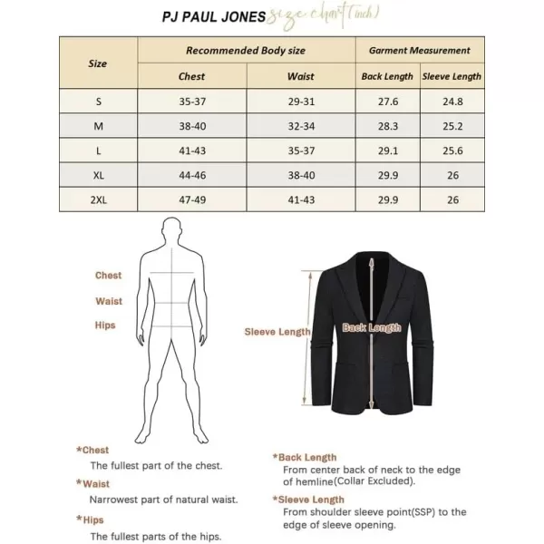 PJ PAUL JONES Men's Wool Blend Blazer Vintage Herringbone Tweed Two Button Sport Coat Jacket with Pockets