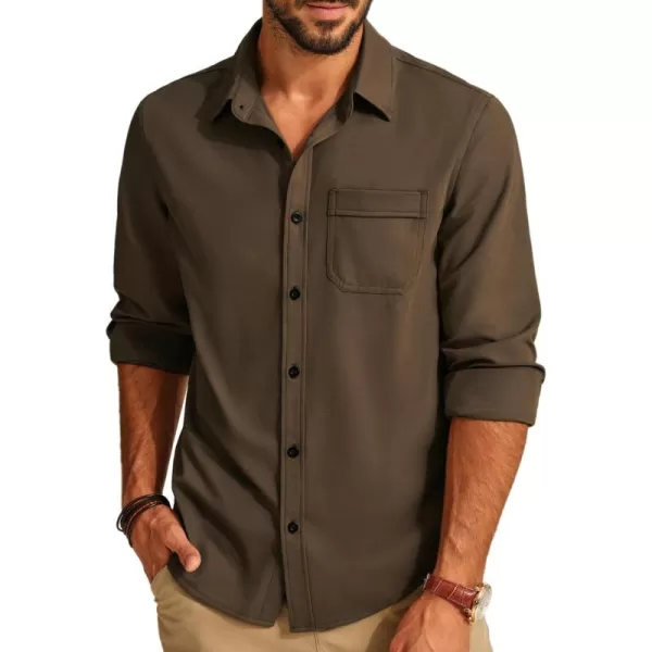 PJ PAUL JONES Casual Shirts for Men Texture Wrinkle Free Shirt Black Button up Shirt with Pockets