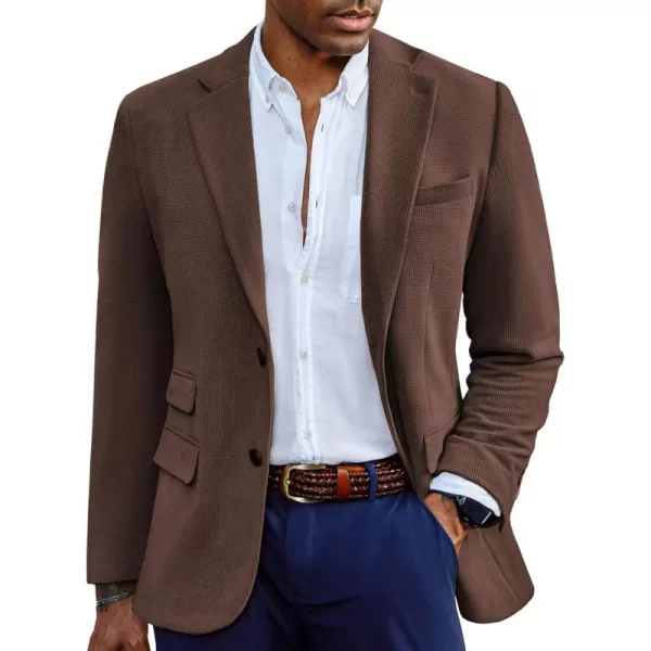 PJ PAUL JONES Mens Blazer Vintage Corduroy Waffle Texture Sport Coats Classic Two Buttons Blazer Suit Jackets