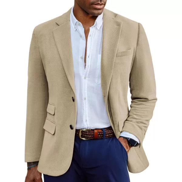 PJ PAUL JONES Mens Blazer Vintage Corduroy Waffle Texture Sport Coats Classic Two Buttons Blazer Suit Jackets