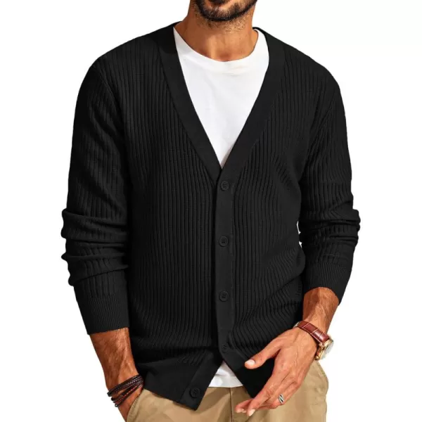 PJ PAUL JONES Men's Cardigan Sweaters Long Sleeve V-Neck Cardigans Slim Fit Casual Buttons Down Ribbed Knitted Sweater