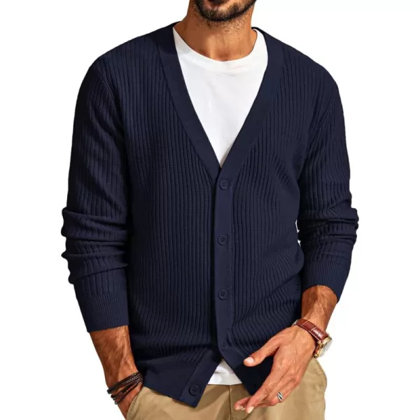 PJ PAUL JONES Men's Cardigan Sweaters Long Sleeve V-Neck Cardigans Slim Fit Casual Buttons Down Ribbed Knitted Sweater