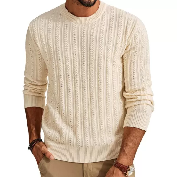 PJ PAUL JONES Mens Crew Neck Sweater Lightweight Cable Knitted Pullover Sweaters