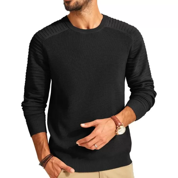 PJ PAUL JONES Mens Crewneck Pullover Sweater Casual Waffle Knit Stretch Sweaters Raglan Sleeve Knitwear