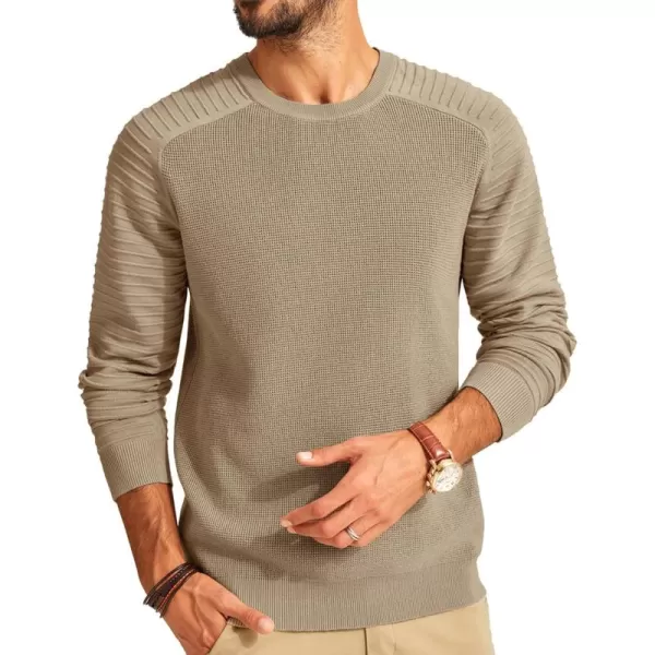 PJ PAUL JONES Mens Crewneck Pullover Sweater Casual Waffle Knit Stretch Sweaters Raglan Sleeve Knitwear