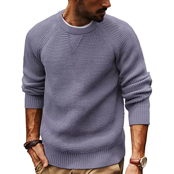 PJ PAUL JONES Mens Crewneck Sweater Waffle Knitted Pullover Sweaters Raglan Sleeve Knitwear Sweaters
