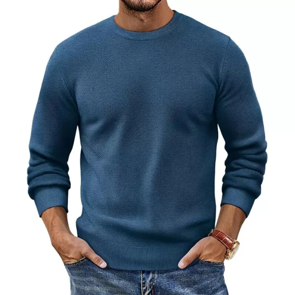 PJ PAUL JONES Mens Crewneck Sweaters Fashion Textured Knit Pullover Sweater with Scarf