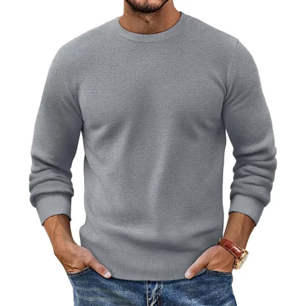 PJ PAUL JONES Mens Crewneck Sweaters Fashion Textured Knit Pullover Sweater with Scarf