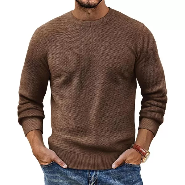PJ PAUL JONES Mens Crewneck Sweaters Fashion Textured Knit Pullover Sweater with Scarf