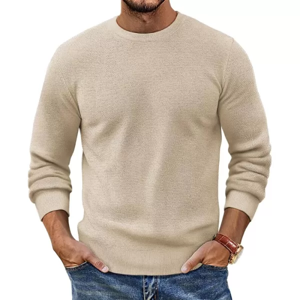PJ PAUL JONES Mens Crewneck Sweaters Fashion Textured Knit Pullover Sweater with Scarf