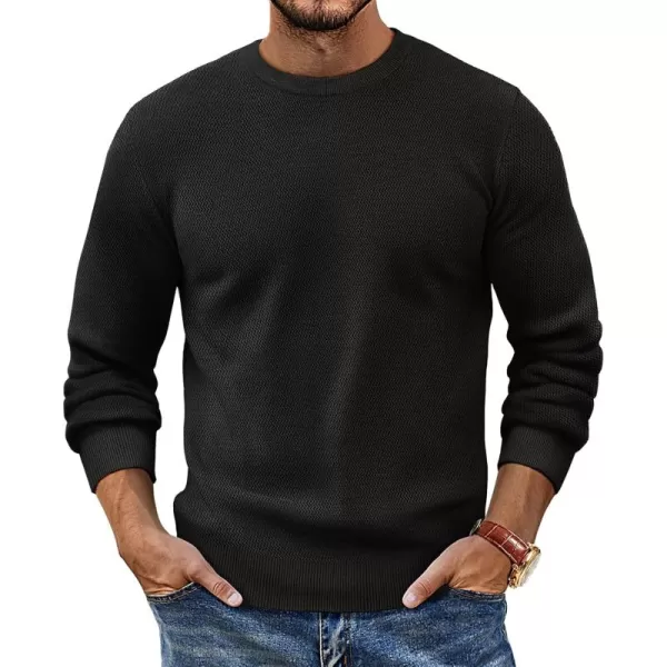 PJ PAUL JONES Mens Crewneck Sweaters Fashion Textured Knit Pullover Sweater with Scarf