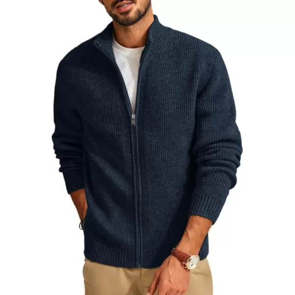 PJ PAUL JONES Mens Full Zip Cardigan Sweater Casual Ribbed Knitted Sweater for Men