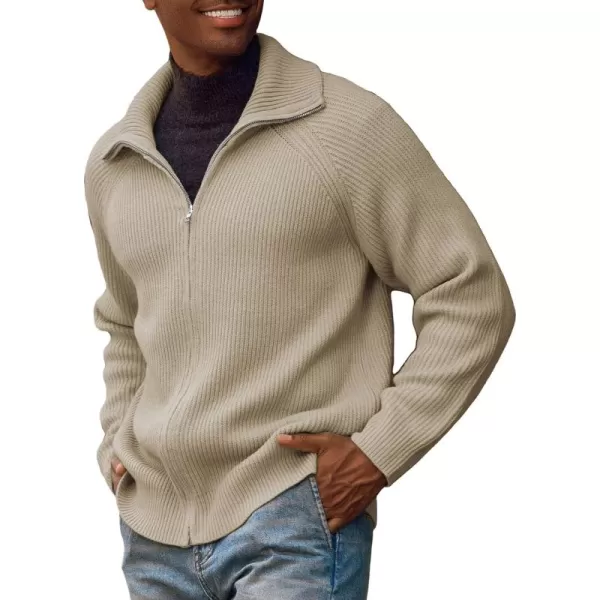 PJ PAUL JONES Men's Full Zip Cardigan Sweaters Unisex Relax Fit Lapel Collar Raglan Sleeve Casual Ribbed Sweater