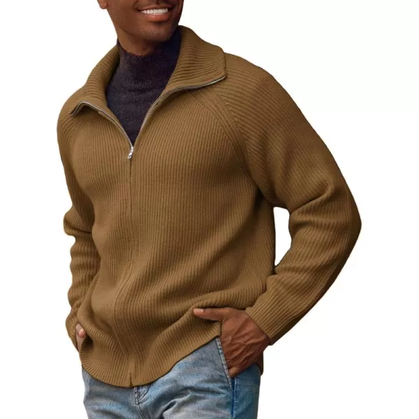 PJ PAUL JONES Men's Full Zip Cardigan Sweaters Unisex Relax Fit Lapel Collar Raglan Sleeve Casual Ribbed Sweater