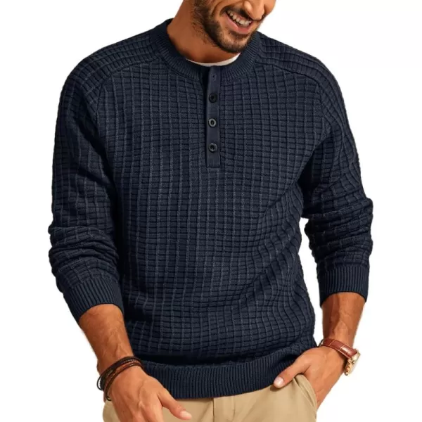 PJ PAUL JONES Mens Henley Sweater Knit Waffle Pullover Sweaters Casual Button Sweater
