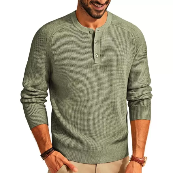 PJ PAUL JONES Mens Henley Sweaters Waffle Crewneck Pullover Sweaters Jumper Sweater