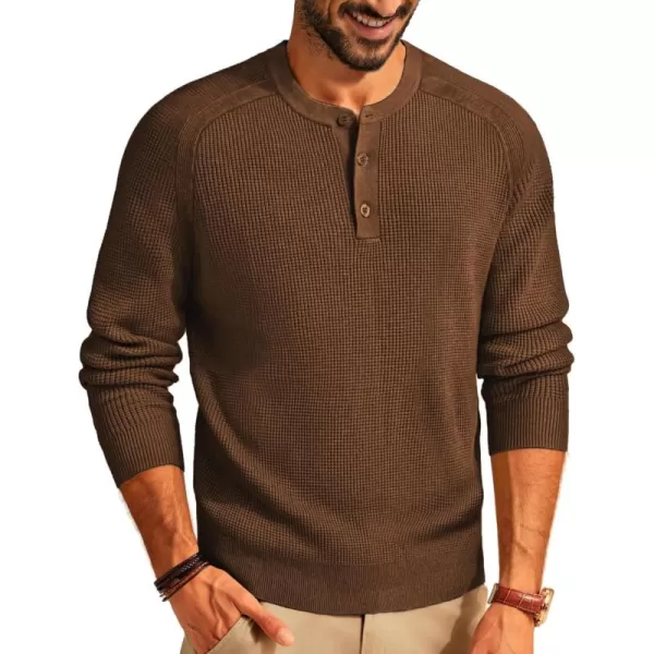 PJ PAUL JONES Mens Henley Sweaters Waffle Crewneck Pullover Sweaters Jumper Sweater
