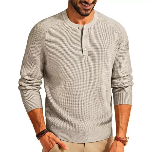 PJ PAUL JONES Mens Henley Sweaters Waffle Crewneck Pullover Sweaters Jumper Sweater