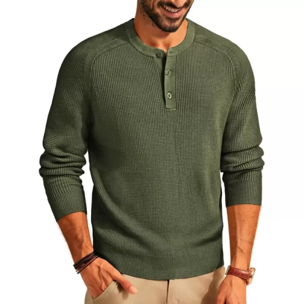 PJ PAUL JONES Mens Henley Sweaters Waffle Crewneck Pullover Sweaters Jumper Sweater