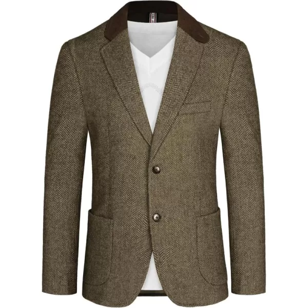 PJ PAUL JONES Mens Herringbone Blazer Vintage Tweed Wool Blend Sport Coat Jacket