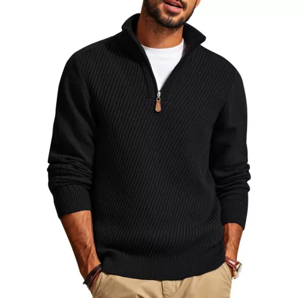 PJ PAUL JONES Mens Quarter Zip Pullover Sweaters Casual Slim Fit Knit Texture Sweater