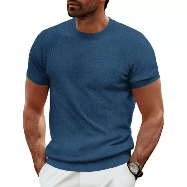 PJ PAUL JONES Men's Short Sleeve Knit T-Shirts Casual Crewneck Solid Texture Knit Shirt