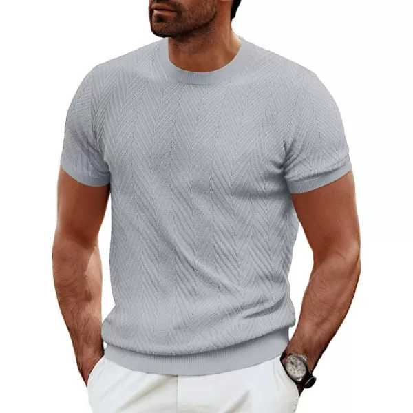 PJ PAUL JONES Men's Short Sleeve Knit T-Shirts Casual Crewneck Solid Texture Knit Shirt