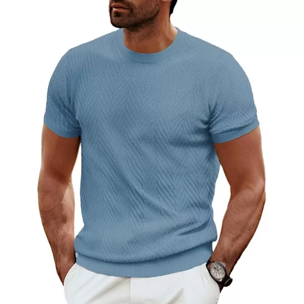 PJ PAUL JONES Men's Short Sleeve Knit T-Shirts Casual Crewneck Solid Texture Knit Shirt
