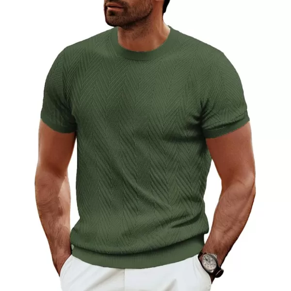 PJ PAUL JONES Men's Short Sleeve Knit T-Shirts Casual Crewneck Solid Texture Knit Shirt