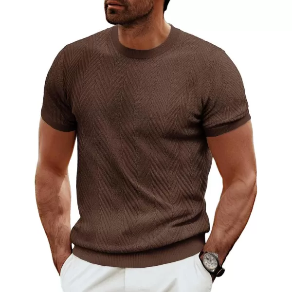PJ PAUL JONES Men's Short Sleeve Knit T-Shirts Casual Crewneck Solid Texture Knit Shirt