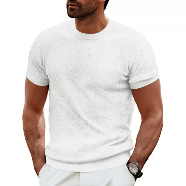PJ PAUL JONES Men's Short Sleeve Knit T-Shirts Casual Crewneck Solid Texture Knit Shirt