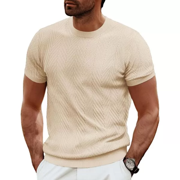 PJ PAUL JONES Men's Short Sleeve Knit T-Shirts Casual Crewneck Solid Texture Knit Shirt