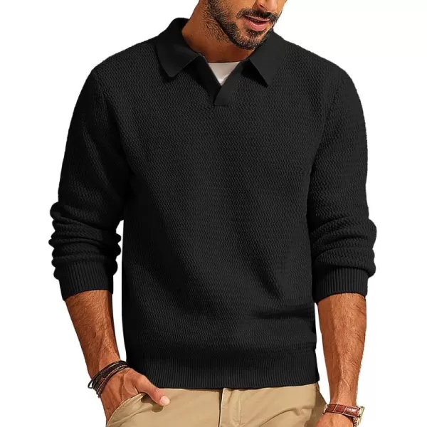 PJ PAUL JONES Men's Sweater V Neck Pullover Sweater Long Sleeve Cable Knit Textured Sweater