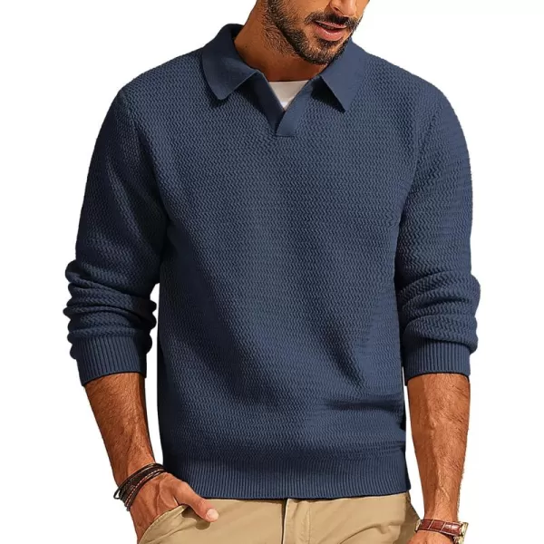 PJ PAUL JONES Men's Sweater V Neck Pullover Sweater Long Sleeve Cable Knit Textured Sweater
