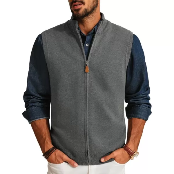 PJ PAUL JONES Mens Sweater Vest Full-Up Knitted Vests Casual Stand Collar Vests Sweater