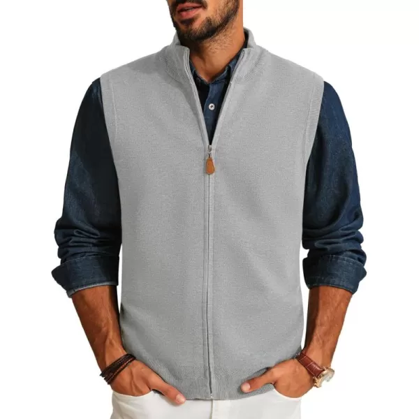 PJ PAUL JONES Mens Sweater Vest Full-Up Knitted Vests Casual Stand Collar Vests Sweater