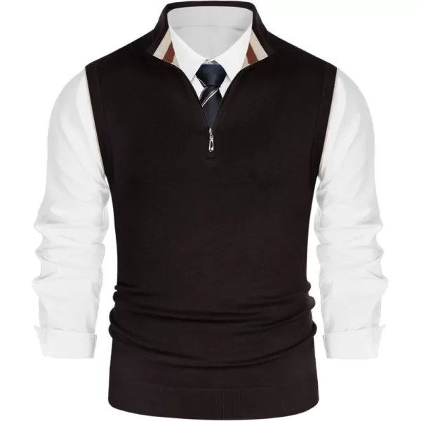 PJ PAUL JONES Mens Sweater Vest Quarter Zip Vest Sweater Stand Collar Contrast Stripes Pullover Knitwear Vest