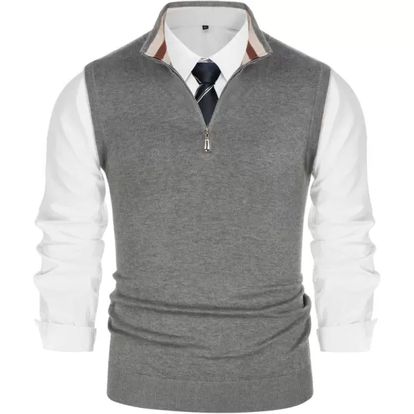 PJ PAUL JONES Mens Sweater Vest Quarter Zip Vest Sweater Stand Collar Contrast Stripes Pullover Knitwear Vest