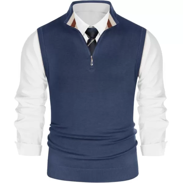 PJ PAUL JONES Mens Sweater Vest Quarter Zip Vest Sweater Stand Collar Contrast Stripes Pullover Knitwear Vest
