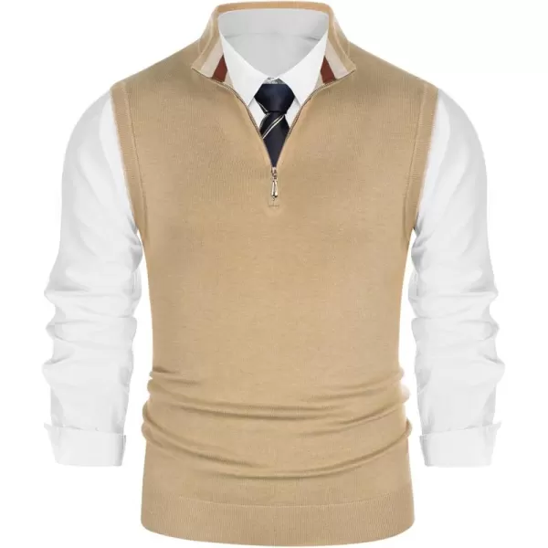 PJ PAUL JONES Mens Sweater Vest Quarter Zip Vest Sweater Stand Collar Contrast Stripes Pullover Knitwear Vest