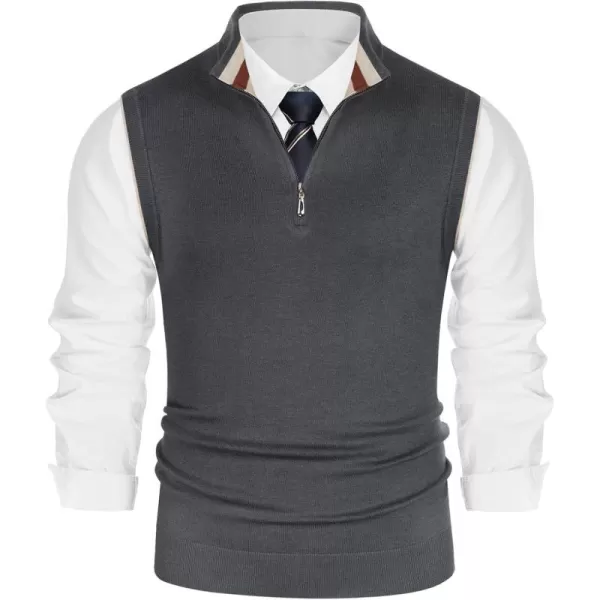 PJ PAUL JONES Mens Sweater Vest Quarter Zip Vest Sweater Stand Collar Contrast Stripes Pullover Knitwear Vest