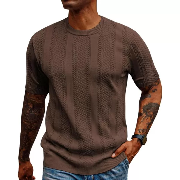 PJ PAUL JONES Men's T-Shirts Casual Knit Short Sleeve Crewneck Hollow Out Solid Knitted Pullover Tees