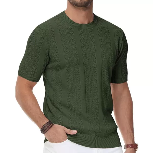 PJ PAUL JONES Men's T-Shirts Casual Knit Short Sleeve Crewneck Hollow Out Solid Knitted Pullover Tees