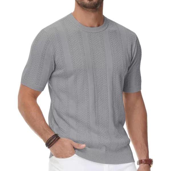 PJ PAUL JONES Men's T-Shirts Casual Knit Short Sleeve Crewneck Hollow Out Solid Knitted Pullover Tees